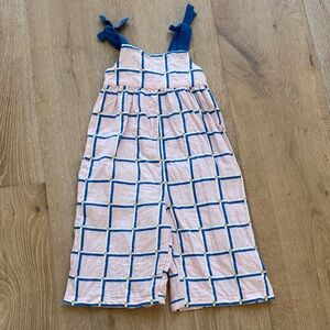 Charming Pink and Blue Grid Kids Jumpsuit Open Edit Size 4